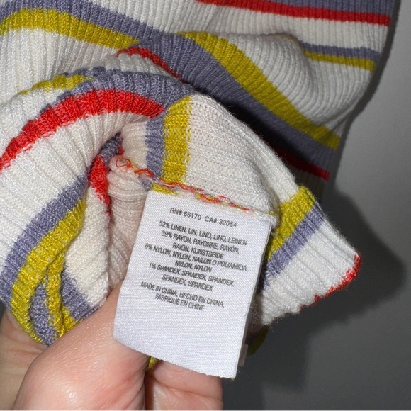 Moth Anthropologie Mock Neck Linen Blend Ribbed Tank Top XS - Picture 8 of 8